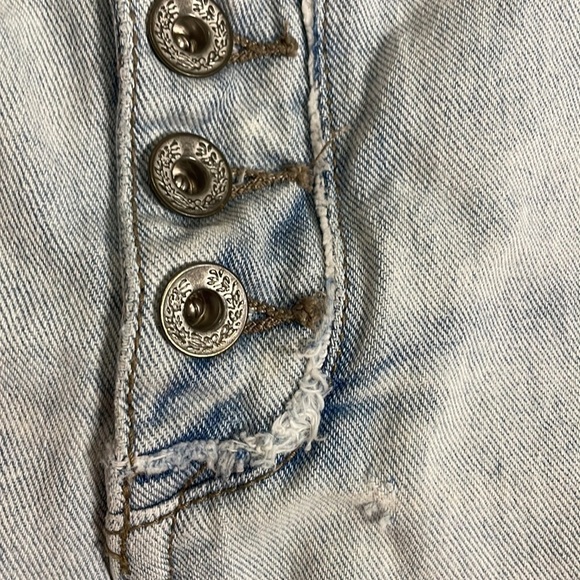 Free People Distressed Shorts 26 Button Fly Mid Rise Hope Frayed Light Blue - Picture 5 of 16